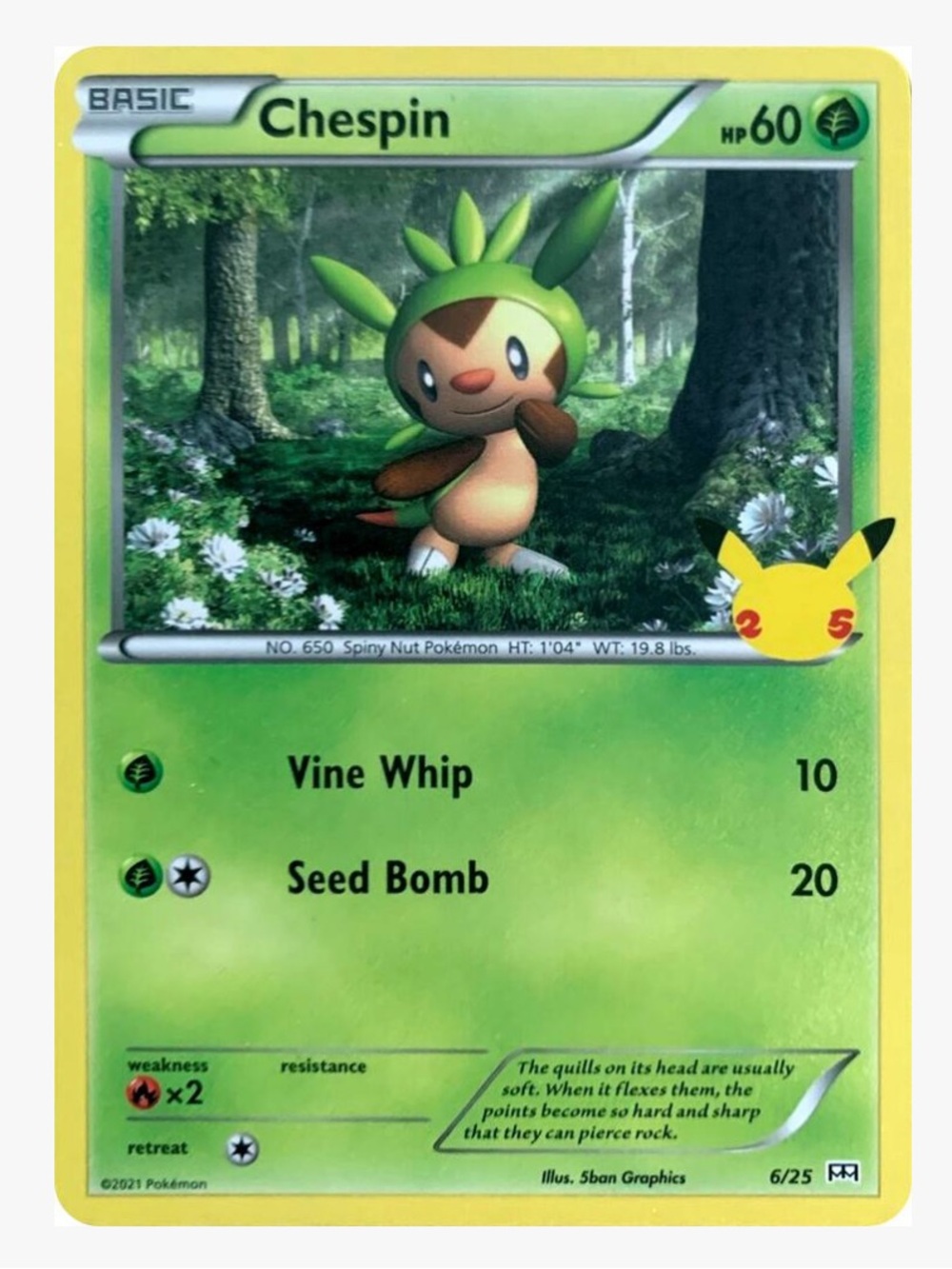 Chespin McDonald's 25th Anniversary Promos Pokemon Trading Card